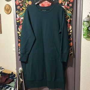 Universal Standard Medium (16-18) teal crew neck sweatshirt tunic.